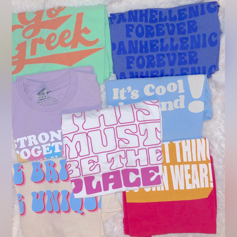 Sorority T-Shirts Sisterhood, Be Kind, Friendship Lot of 7 Size Medium